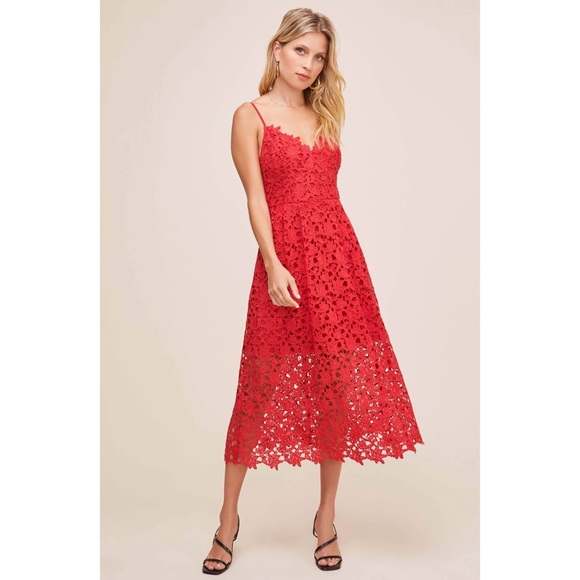 ASTR the Label Red Lacey Dress - Picture 1 of 5